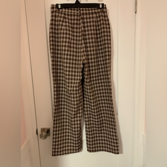 Brown Plaid Wide Leg Pants - Picture 6 of 8